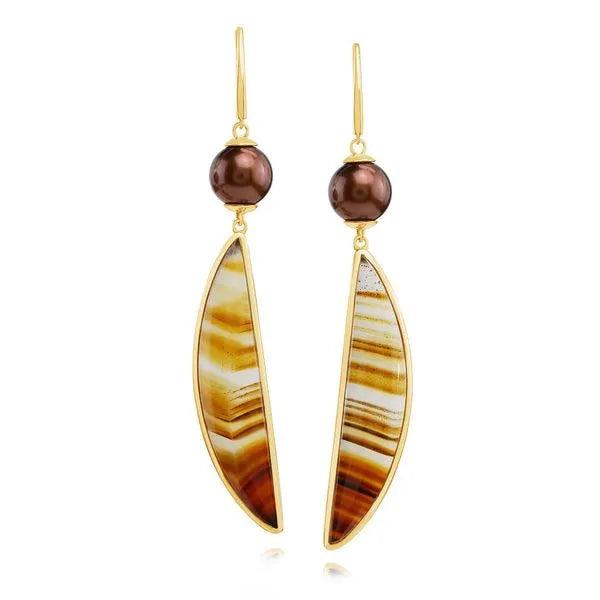 Yellow Gold Agate Earrings