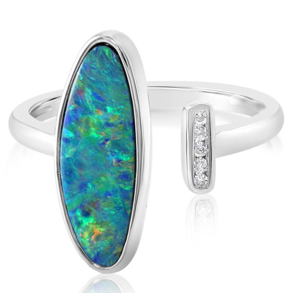 Parle White Gold Opal Doublet Ring with Diamonds 14K