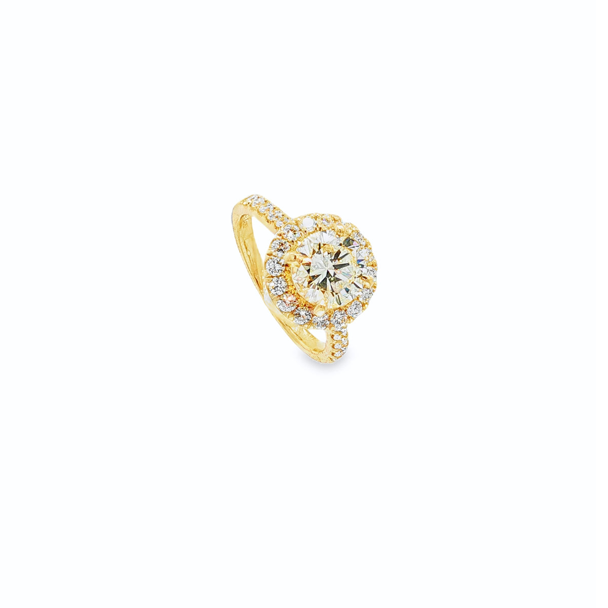 14K Yellow Gold  1.82 Ct Round Light Yellow Diamond