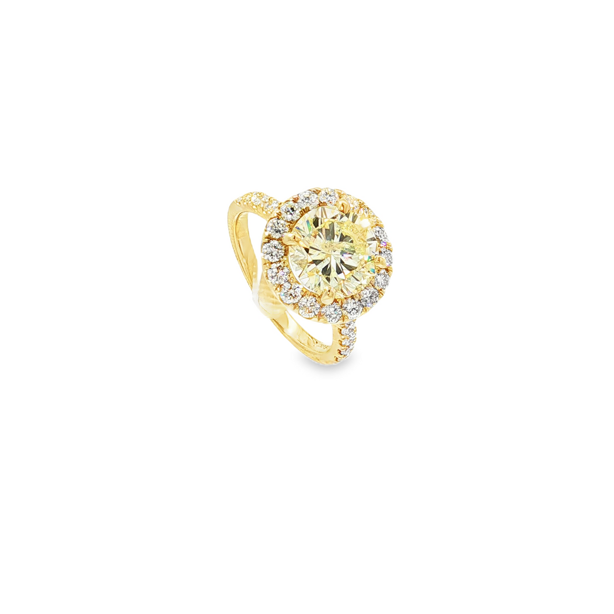 14K Yellow Gold 2.80 Ct Round Brilliant light Yellow Diamond