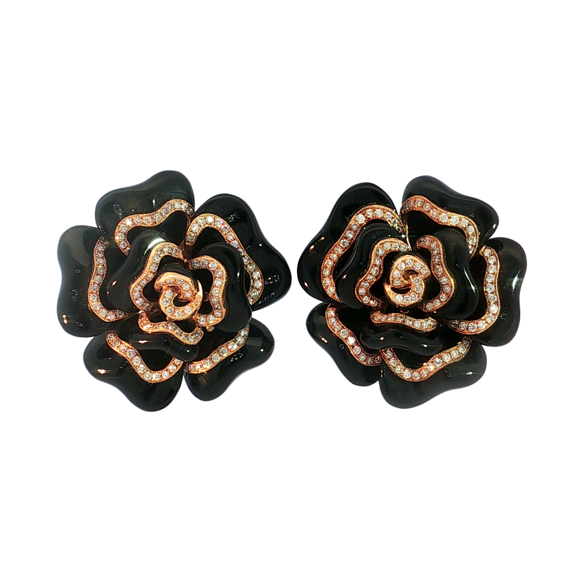 Heirloom 18K Rose Gold Camelia Flower with Diamonds