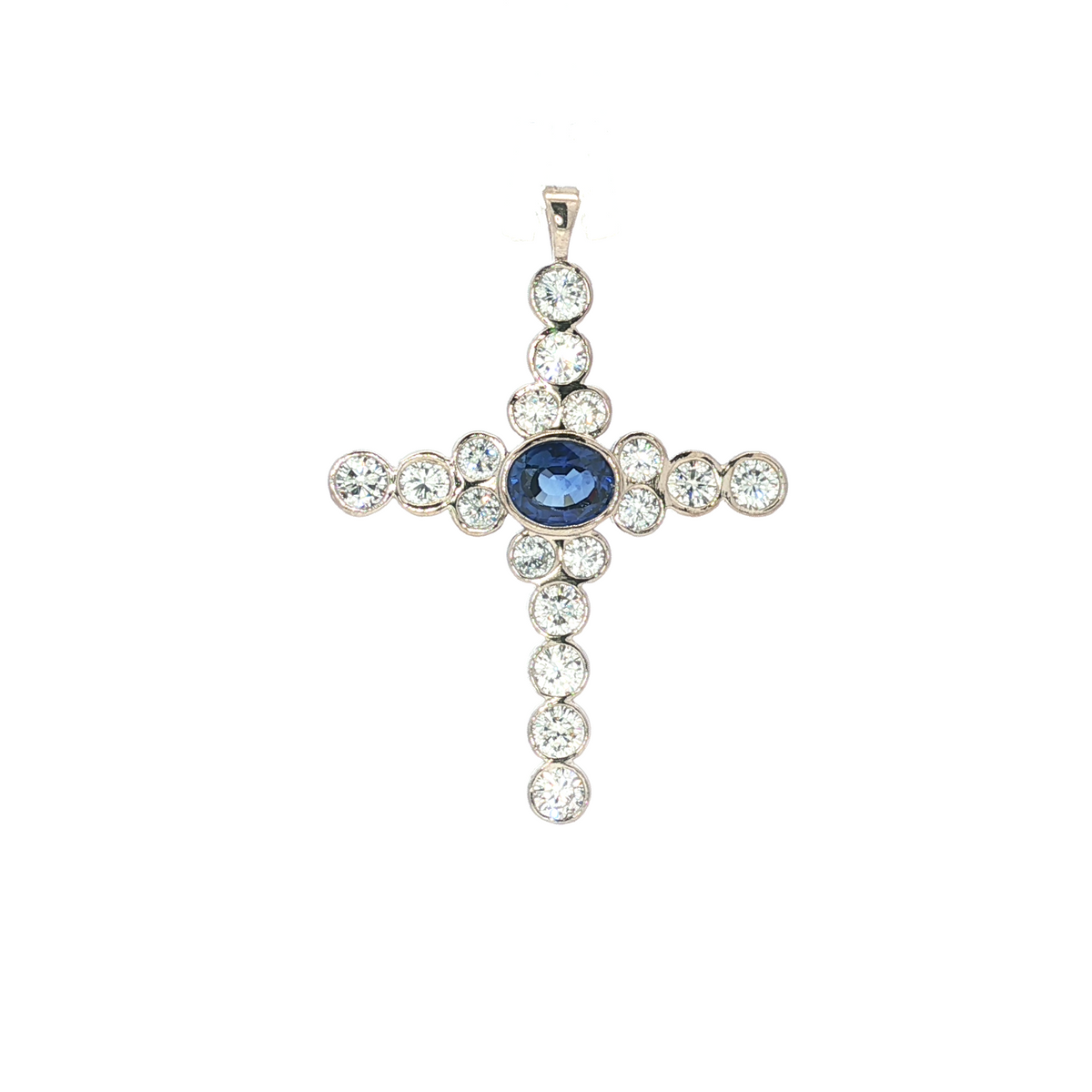 14K White Gold Cross Pendant