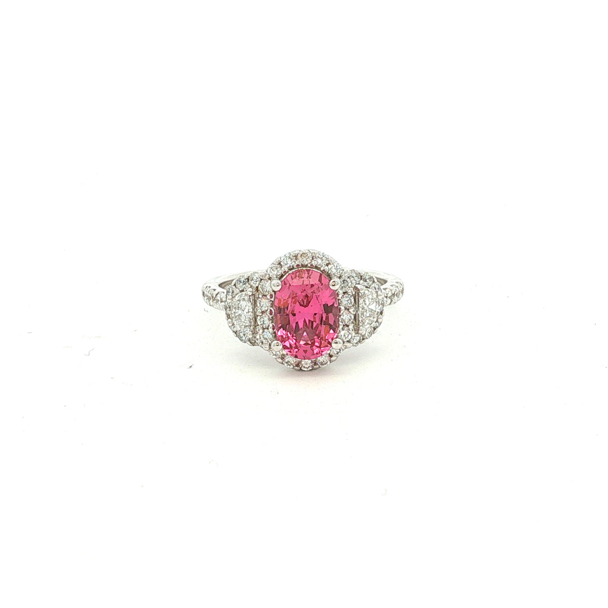 18K White Gold 1.76ct Oval Pink Spinal with Diamonds