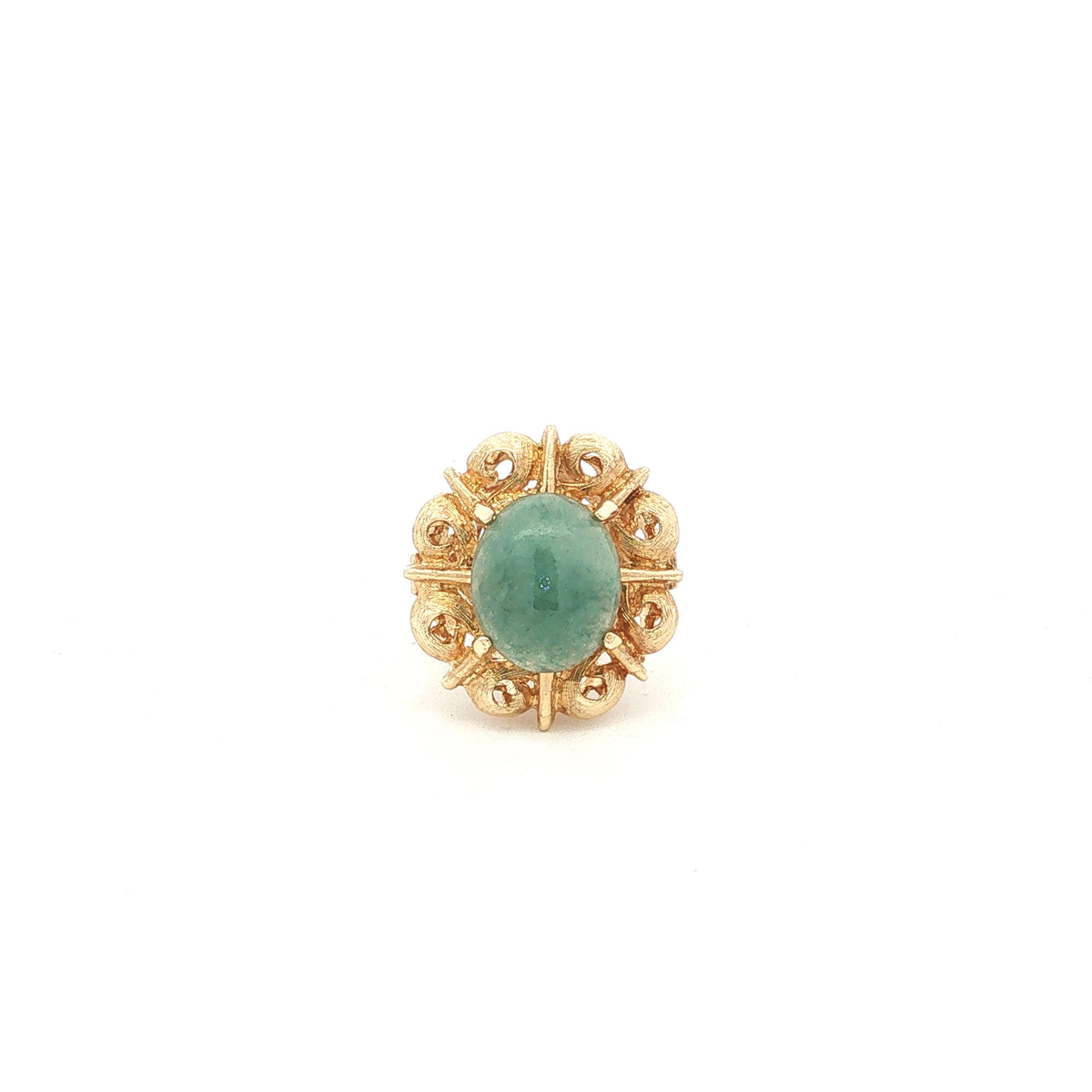 Heirloom 14K Yellow Gold with Oval Jade & Diamonds