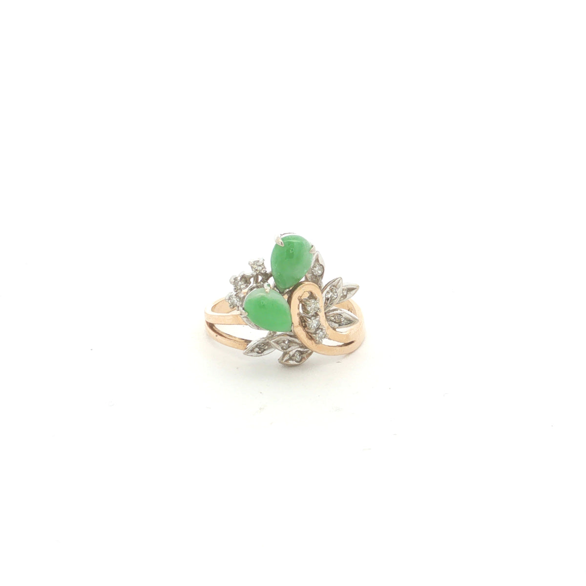 14K Yellow Gold with Jade and Diamonds