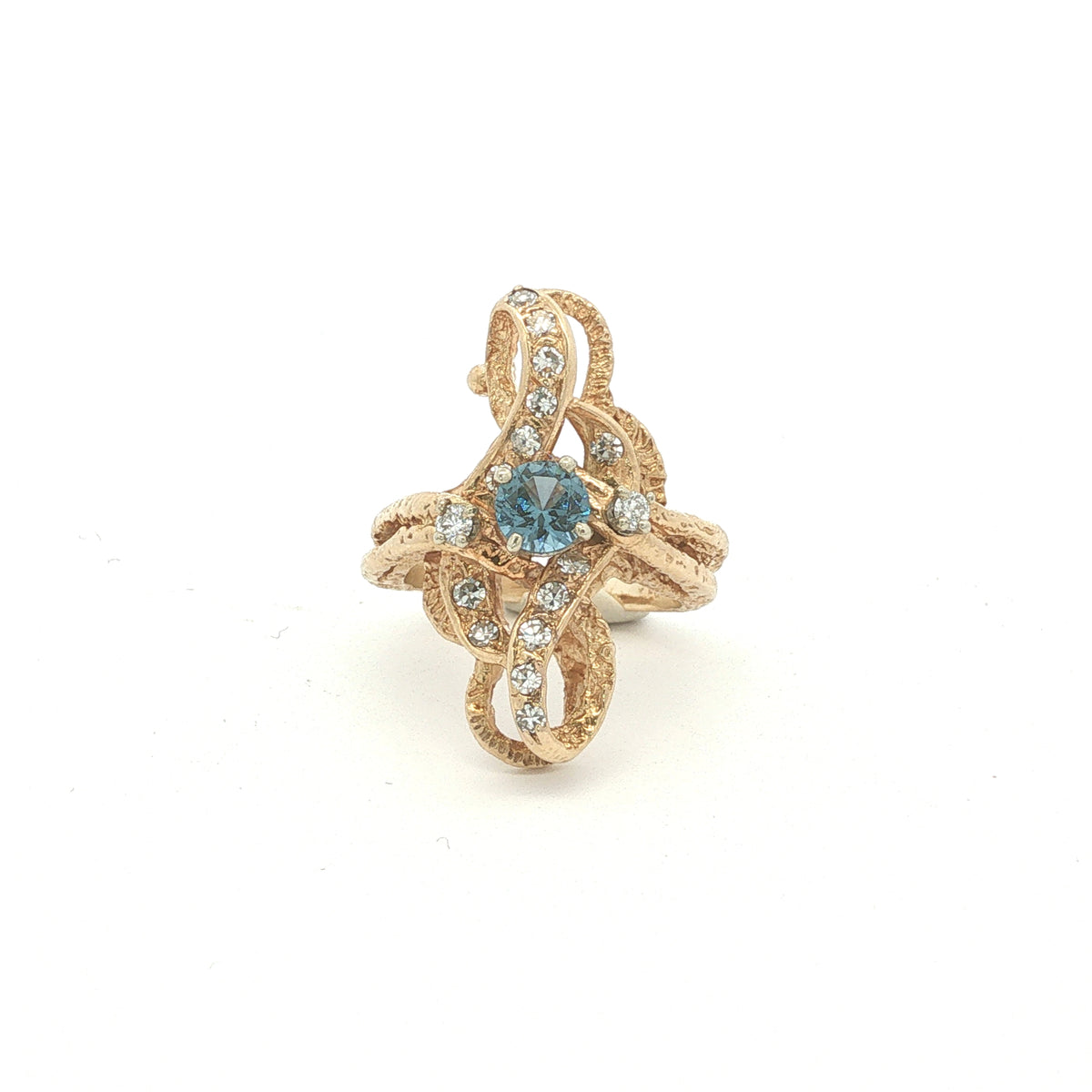 Heirloom 14K Yellow Gold with Blue Topaz & Diamonds