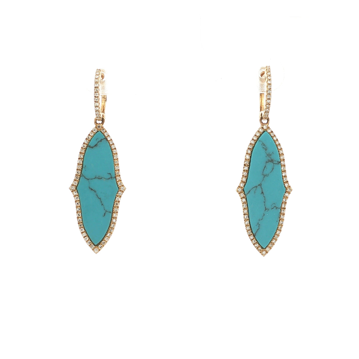 Turquoise and Diamond Dangle Earrings