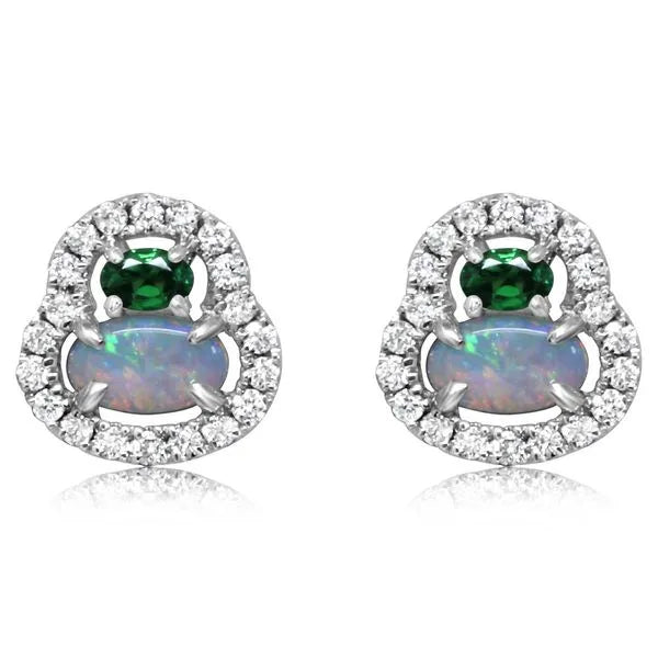 White Gold Calibrated Light Opal Earrings