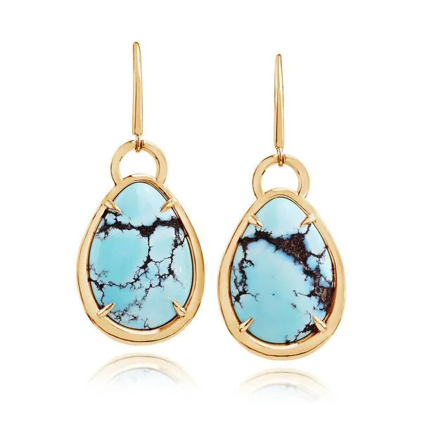 For Live Assistance Call  Yellow Gold Turquoise Earrings