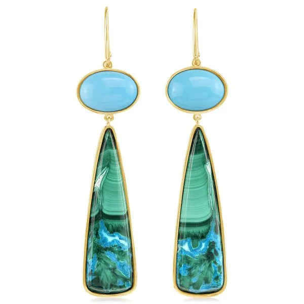 Yellow Gold Malachite Earrings