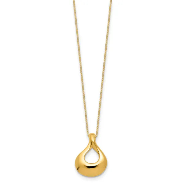 14K Polished Tear Drop Necklace