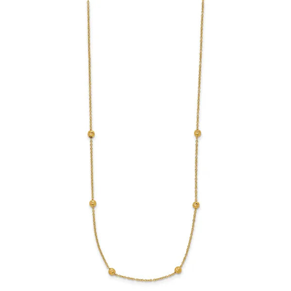 Leslie's 14K Polished D/C Beaded 17in with 2in ext. Necklace