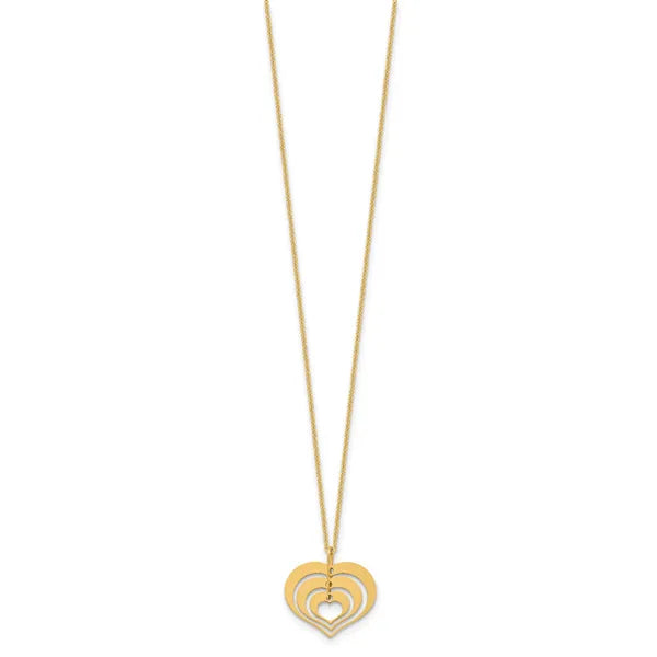 14K Polished Heart Pendant with 1in ext. Necklace