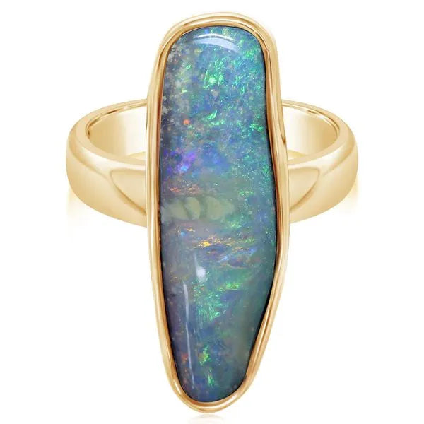 Yellow Gold Boulder Opal Ring