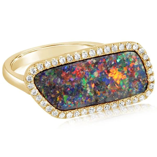 Yellow Gold Boulder Opal Ring