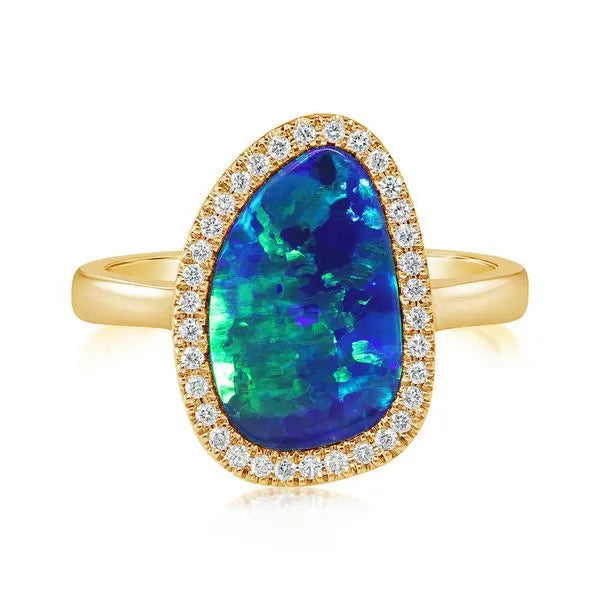 Yellow Gold Opal Doublet Ring