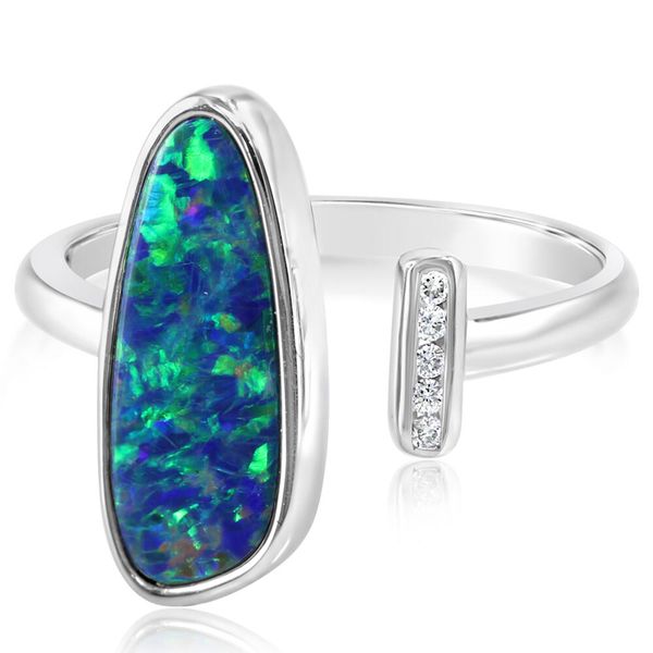 Parle White Gold Opal Doublet Ring with Diamonds 14K
