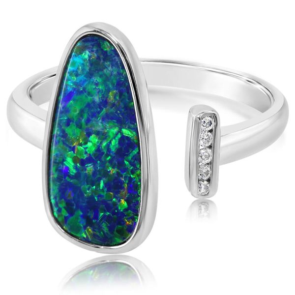 Parle White Gold Opal Doublet Ring with Diamonds 14K